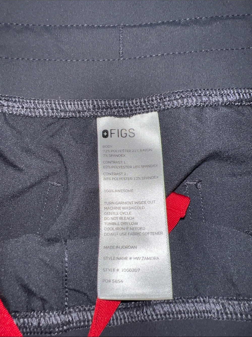 Figs Gray Joggers with Red Drawstring - Picture 5 of 7